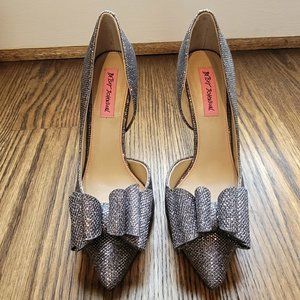 Betsey Johnson Prince d'Orsay Metallic Pewter Evening Pumps Size 8